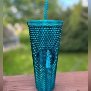Brand New Authentic Starbucks studded tumbler -BLUE METALLIC CHROME: 24 oz Venti